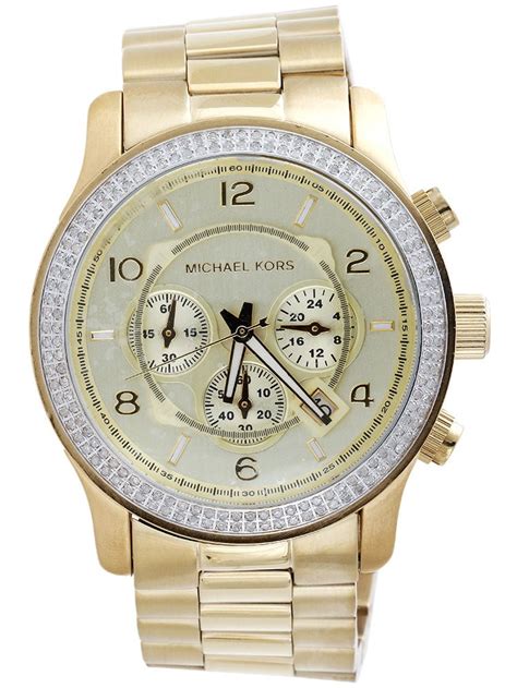 michael kors men's gold watch with diamonds